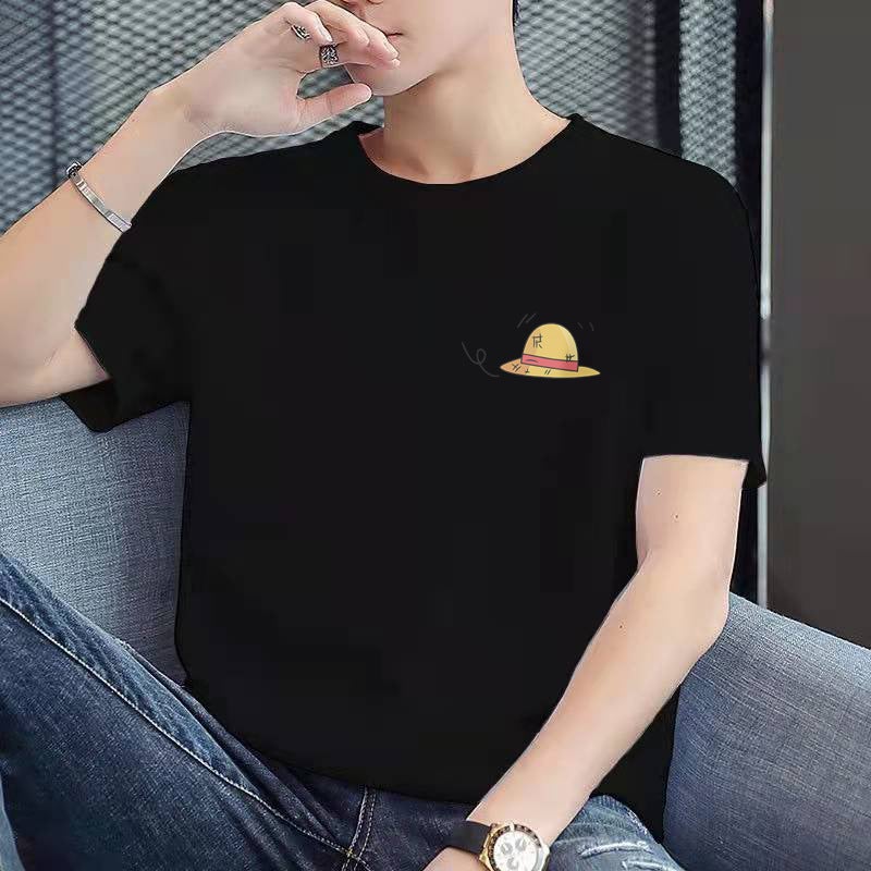 2023 Summer Short-Sleeved Men'S T-Shirt Base Shirt Printed All-Match Top Clothes Round Neck Slim-Fit Short-Sleeved Casual T-Shirt - Image 1