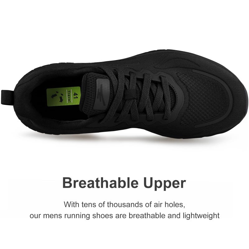 Puweco Breathable Mens Running Shoes Anti Slip Athletic Shoes for Men Lightweight Workout Sneakers for Walking Gym Fitness Jogging Sports All Black - Image 2