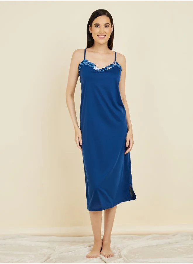 ستايلي Geo Print Trim Adjustable Strip Slip Dress