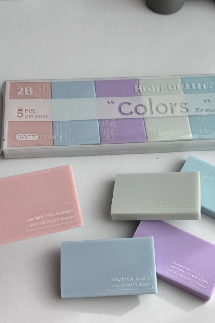 DOMS Plastic Eraser Set – 5 Different Colors, 5 High-Quality Pieces for Precise Pencil Mark Removal - Image 4
