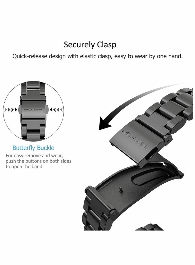 KASTWAVE Metal Watch Strap for Xiaomi Band, Stainless Steel WatchBand, Metal Replacement WatchBand, Smartwatch Replacement Bands, for Xiaomi Band 6/5/4/3 (Black)  - Image 3