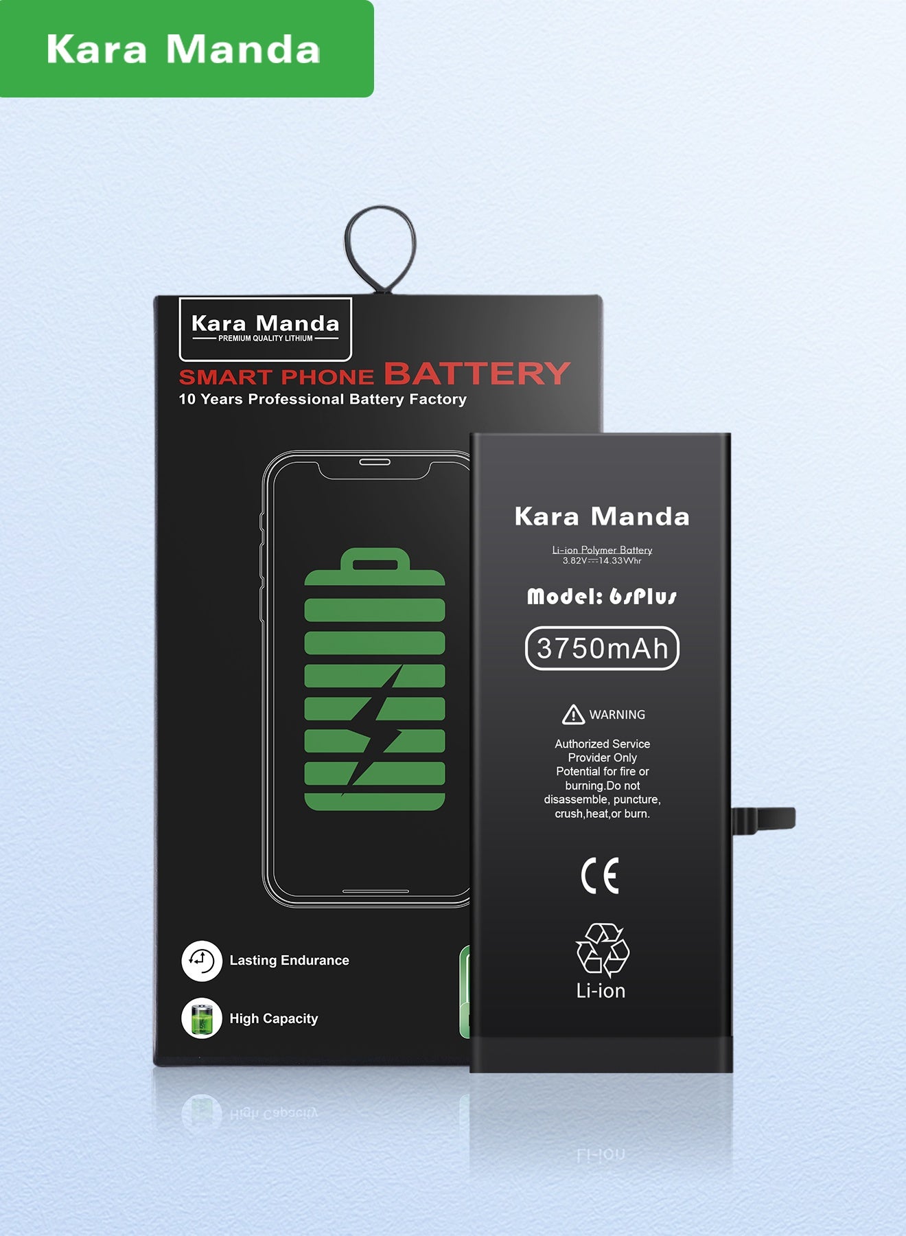 Kara Manda Replacenent battery for iphone 6sp 3750mah high -capacity Super Capacity 0-cycle brand new battery with long-lasting Free installation kit included