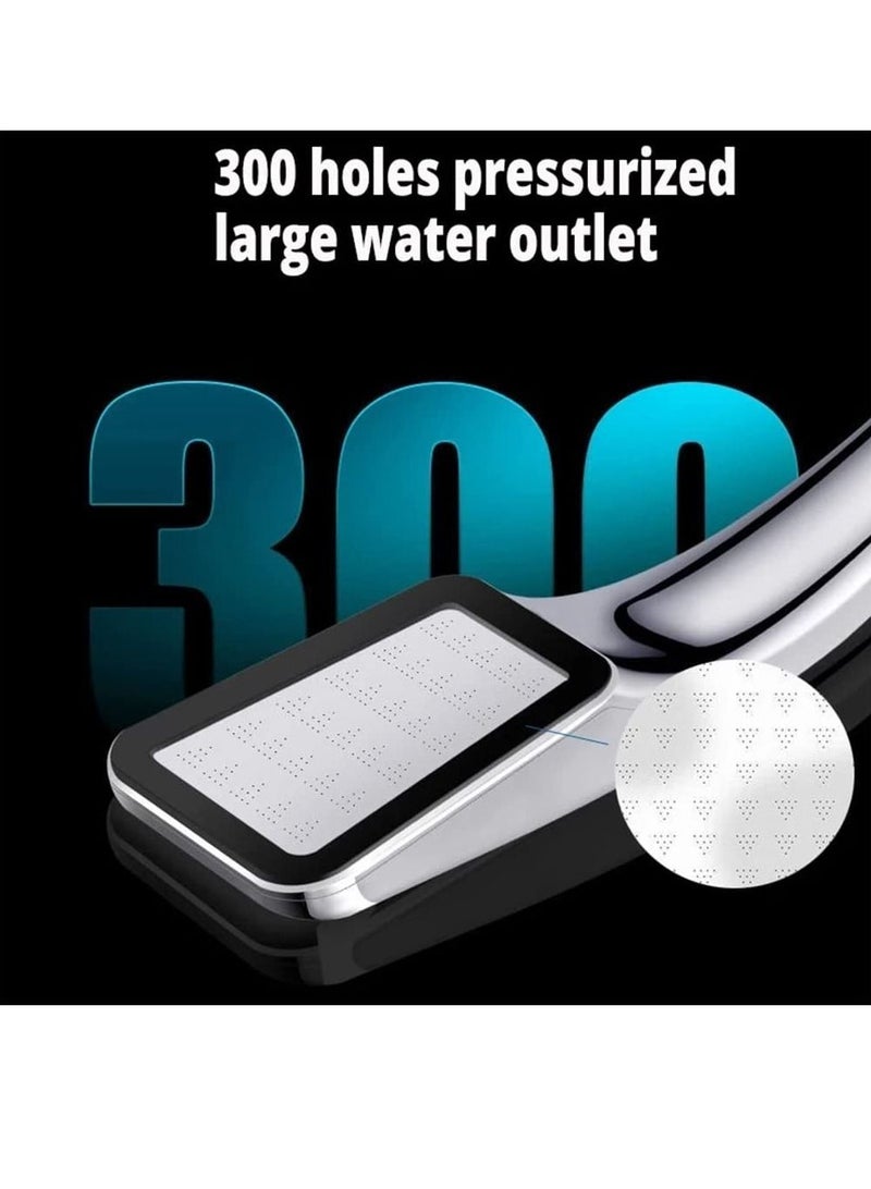 Rubik رأس دش مع خرطوم دش بطول 1.5 متر، 300 فتحة، مجموعة دش محمولة موفرة للمياه عالية الضغط (1.5 متر) - Image 4