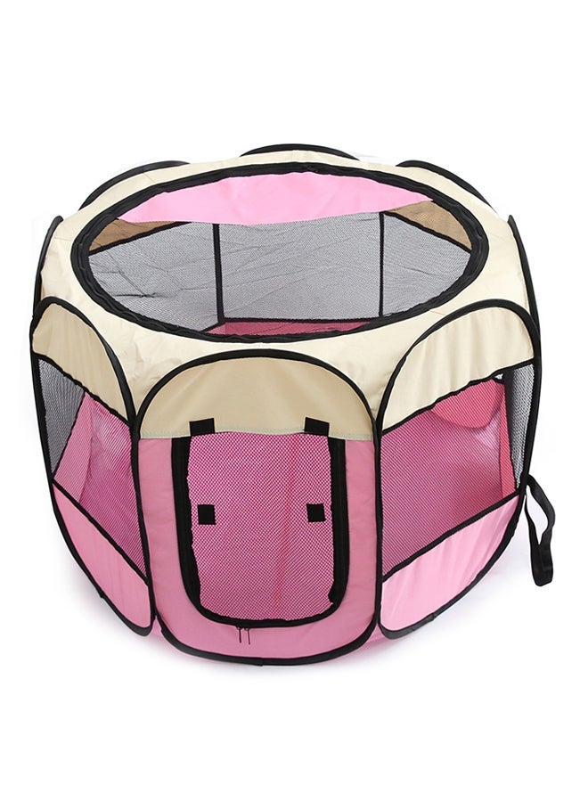 NIBEMINENT Detachable Foldable Octagonal Puppy Playpen Cage Pink 45x3x32cm - Image 1