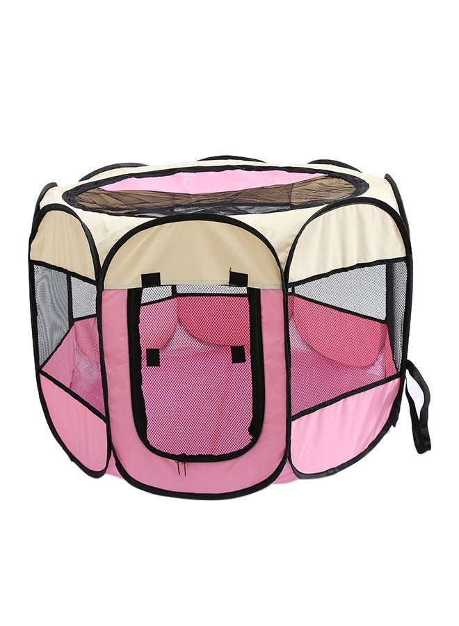 NIBEMINENT Detachable Foldable Octagonal Puppy Playpen Cage Pink 45x3x32cm - Image 2