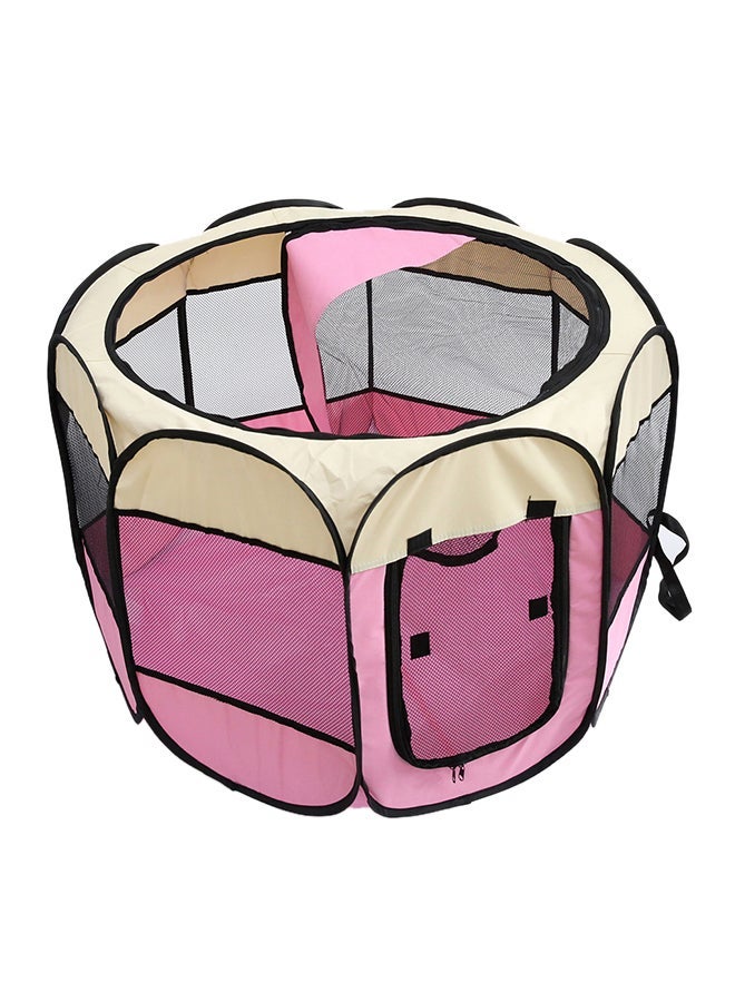 NIBEMINENT Detachable Foldable Octagonal Puppy Playpen Cage Pink 45x3x32cm - Image 3