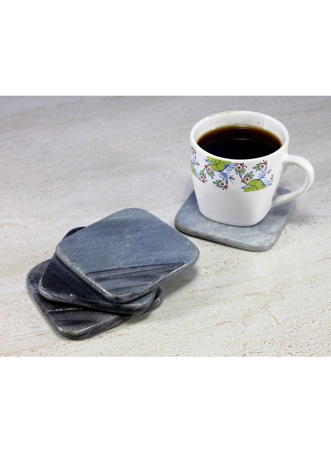 StonKraft - StonKraft Kleo Natural Stone Sculpted Coffee Tea Beer Coasters Set - Image 1