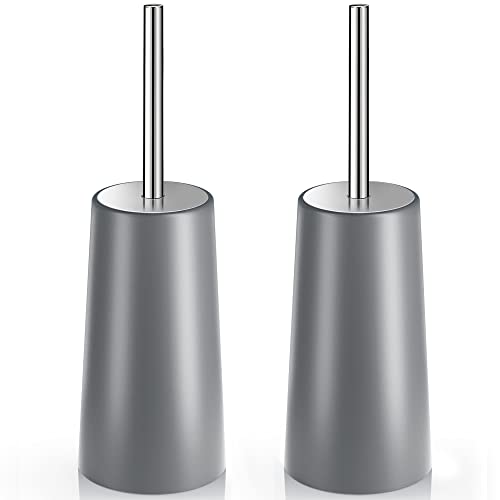 Wsedor Toilet Brush and Holder, 2 Pack Toilet Brush with 304 Stainless Steel Long Handle, Toilet Bowl Brush for Bathroom Toilet-Ergonomic, Elegant,Durable (Grey) - Image 1