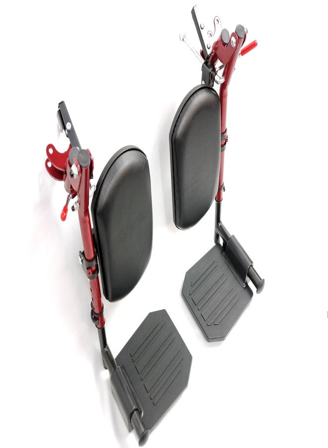 ActveMob Red Wheelchair elevating Leg Rests, w/Calf pad, Non-Slip Footplates, Compatible with Reclining Wheelchair, Standard Wheelchair, Transport Chair. Universal Wheelchair Parts, (1 Pair,Red) - Image 1