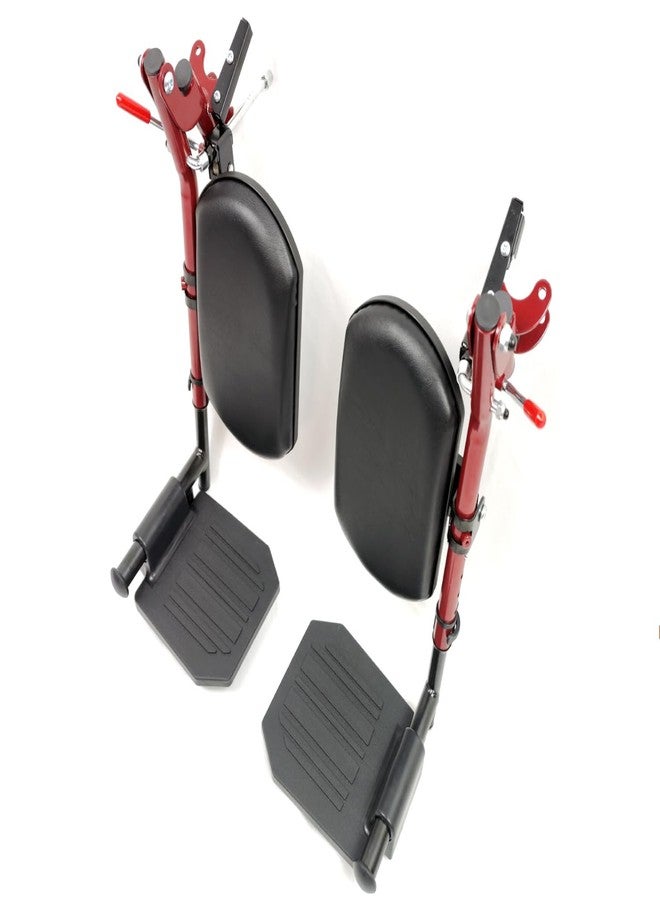 ActveMob Red Wheelchair elevating Leg Rests, w/Calf pad, Non-Slip Footplates, Compatible with Reclining Wheelchair, Standard Wheelchair, Transport Chair. Universal Wheelchair Parts, (1 Pair,Red) - Image 4