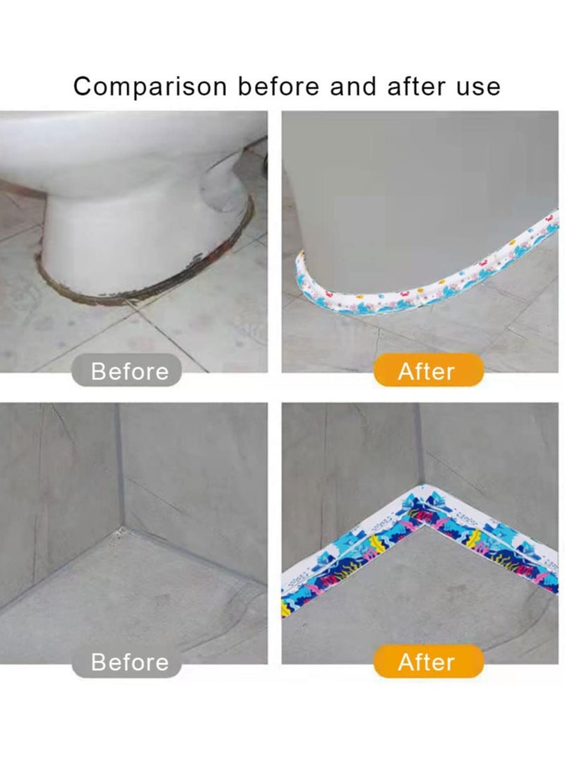 Excefore - Patterned Bath Sealant Strip 317.5x3.8cm, Bathroom Sealer Tape, Self Adhesive Sealant Tape for Kitchen, Sink, Bathroom, Bathtub, Toilet, Wall Corner, Wall Floor(Multicolor, 2 Rolls ) - Image 1
