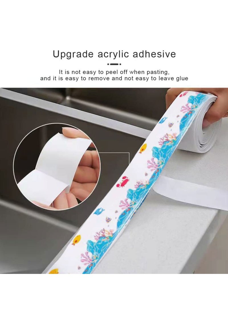 Excefore - Patterned Bath Sealant Strip 317.5x3.8cm, Bathroom Sealer Tape, Self Adhesive Sealant Tape for Kitchen, Sink, Bathroom, Bathtub, Toilet, Wall Corner, Wall Floor(Multicolor, 2 Rolls ) - Image 1