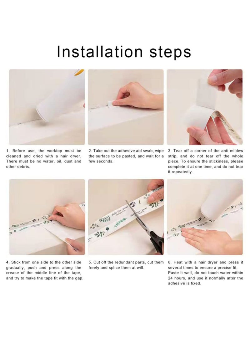 Excefore - Patterned Bath Sealant Strip 317.5x3.8cm, Bathroom Sealer Tape, Self Adhesive Sealant Tape for Kitchen, Sink, Bathroom, Bathtub, Toilet, Wall Corner, Wall Floor(Multicolor, 2 Rolls ) - Image 1
