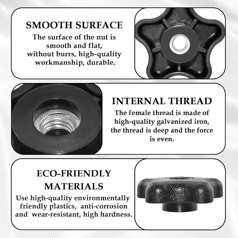 Aifeier ET 4 Pieces 5/16-18 Female Thread 5 Star Knobs Nylon Clamping Knob Jig Knobs - Image 3