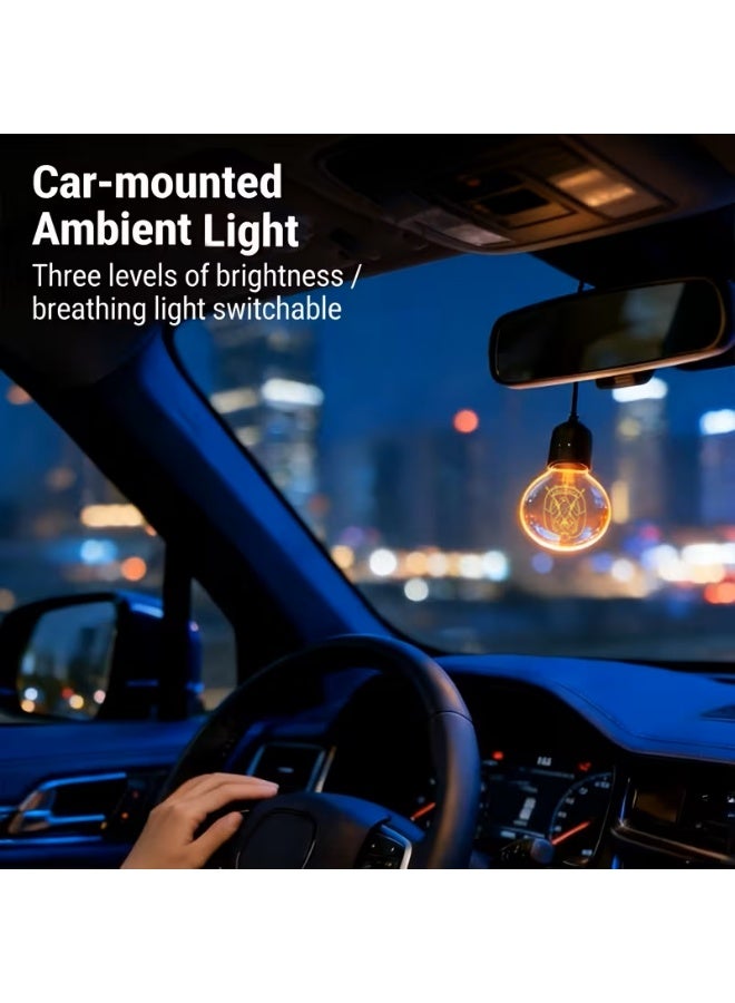 مصباح LED محيطي صغير قابل للتعليق للسيارة مع شعار مخصص – إضاءة ديكور داخلية قابلة لإعادة الشحن عبر USB – زينة تعليق للسيارة - Image 4