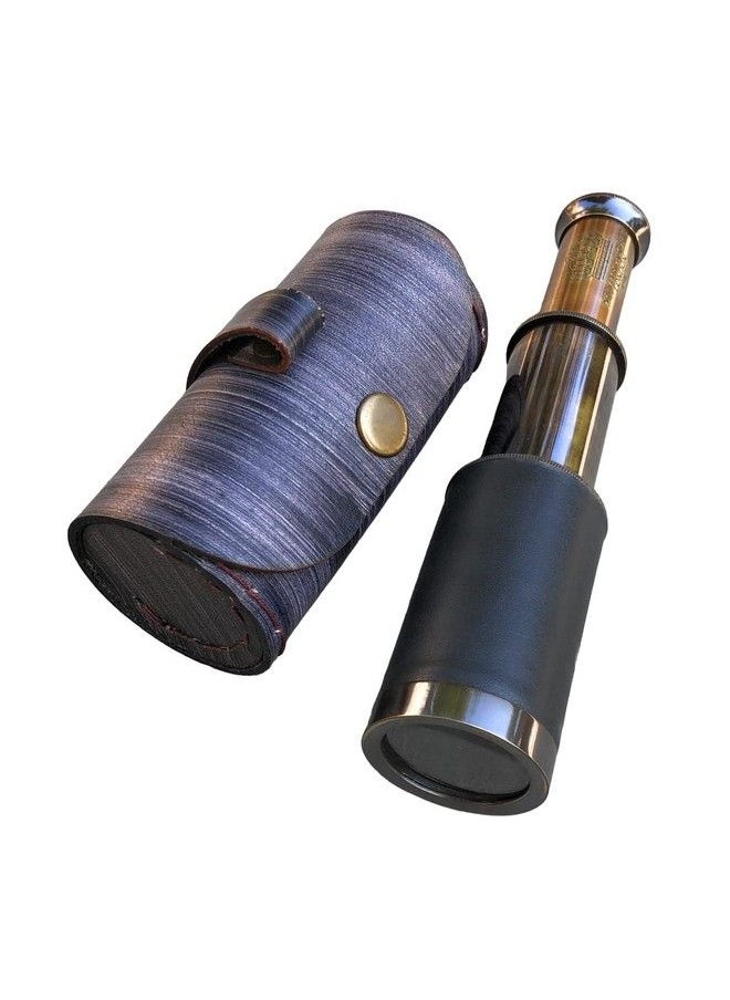 NAUTICALMART 6" Handheld Brass Telescope With Leather Case Pirate Navigation Marine Antique Telescope Collectible Nautical Decor Spyglass Gifts Rustic Vintage Home & Office Decor  - Image 2