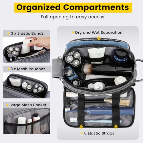 Vorspack Travel Toiletry Bag - Water Resistant Travel Bag for Toiletries, Cosmetics, Accessories, Gifts for Men - Grey - Image 3