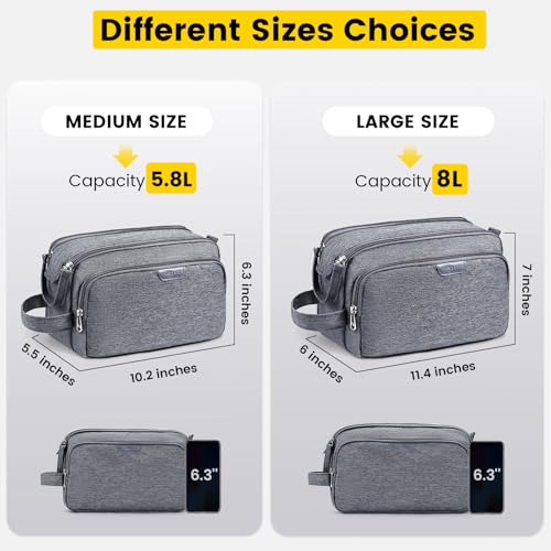 Vorspack Travel Toiletry Bag - Water Resistant Travel Bag for Toiletries, Cosmetics, Accessories, Gifts for Men - Grey - Image 2