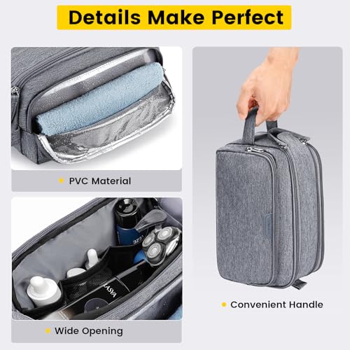 Vorspack Travel Toiletry Bag - Water Resistant Travel Bag for Toiletries, Cosmetics, Accessories, Gifts for Men - Grey - Image 4