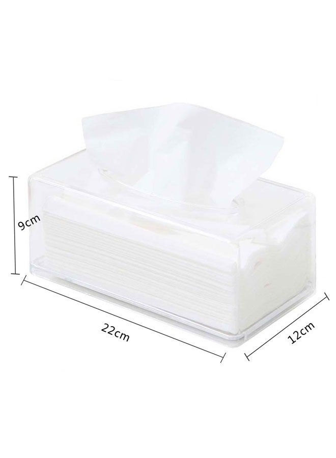 وهاواي Tissue Dispenser Box Cover Holder Clear Acrylic Napkin Organizer for Bathroom, Kitchen and Office Room, Rectangle, 22 x 12 x 9cm  - Image 2