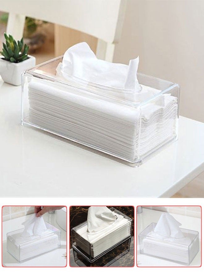 وهاواي Tissue Dispenser Box Cover Holder Clear Acrylic Napkin Organizer for Bathroom, Kitchen and Office Room, Rectangle, 22 x 12 x 9cm  - Image 5