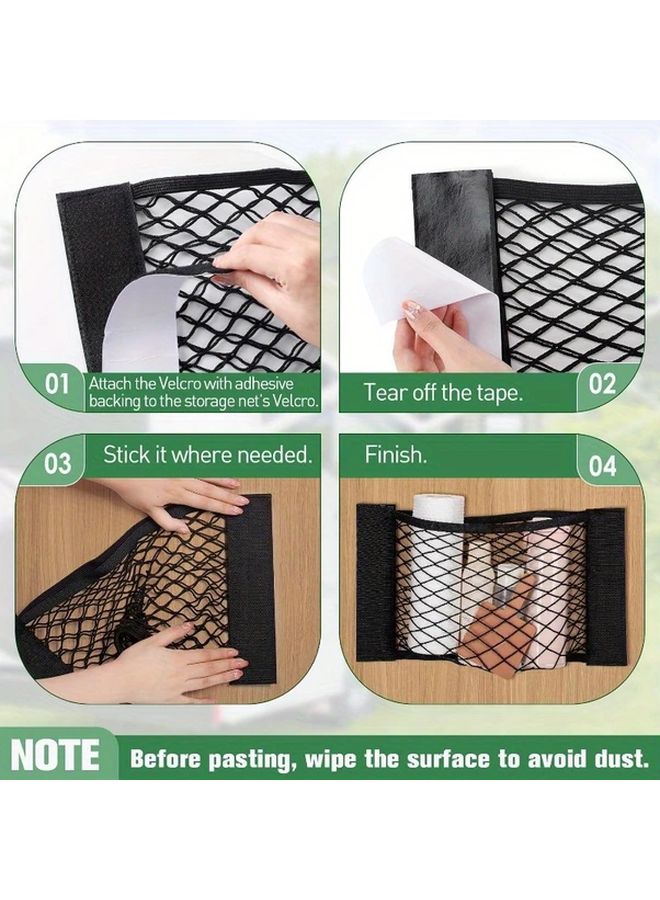 4 Pcs Elastic Cargo Storage Net With Adhesive Strip For Car SUV Truck - Image 5