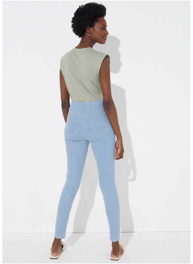 Matalan Rosie Blue Stripe Pull On Jeggings  - Image 1