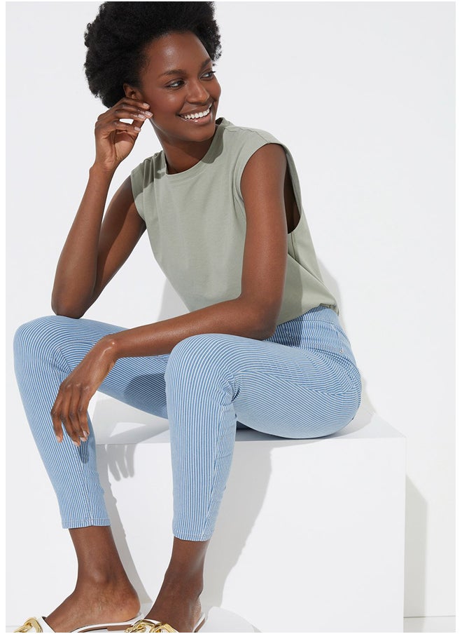 Matalan Rosie Blue Stripe Pull On Jeggings  - Image 3