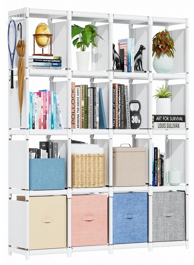 Mavivegue Book Shelf, 16 Cube Storage Organizer, Metal Cube Bookshelf, DIY Bookcase, Tall Book case for Bedroom, Living Room, Office -White - Image 1