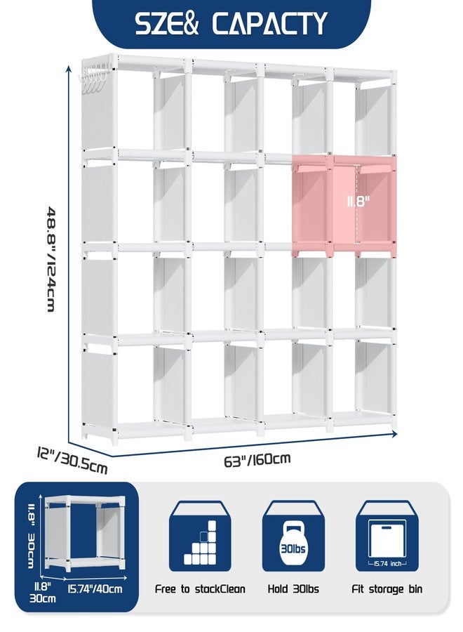 Mavivegue Book Shelf, 16 Cube Storage Organizer, Metal Cube Bookshelf, DIY Bookcase, Tall Book case for Bedroom, Living Room, Office -White - Image 2