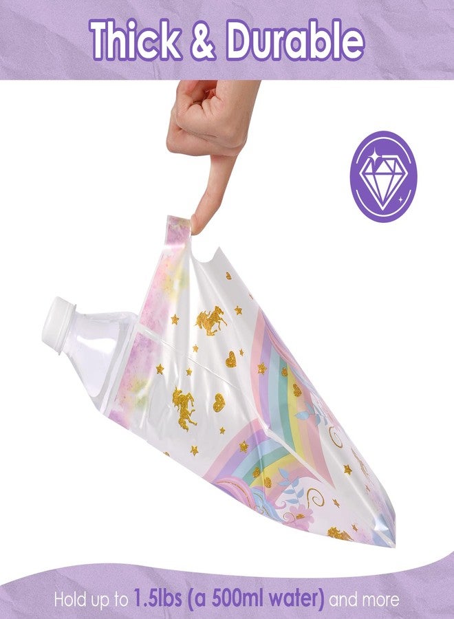 HappFestiv 50 Pcs Unicorn Party Favor Bags with Handles - Plastic Treat Bags for Candy & Small Gifts, Bulk Supplies for Wedding Baby Shower Goodie Bags, Holiday Gift Bags for Thanksgiving Halloween Christmas New Years, Birthday Party Decorations - Image 4