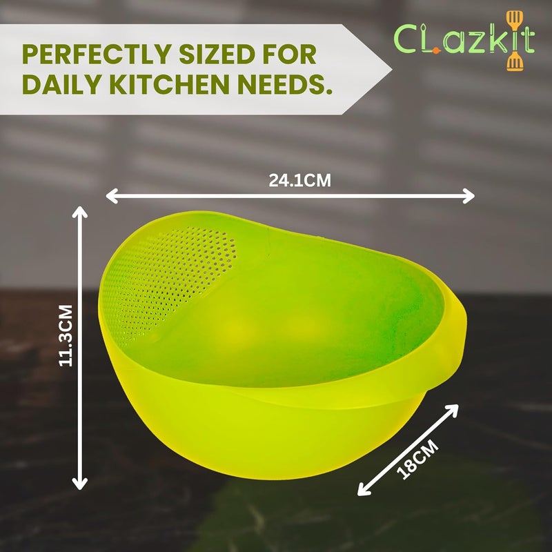 Clazkit مصفاة طعام كلا زكيت، سلة فواكه، مصفاة معكرونة، مصفاة خضروات، منخل مطبخ، وعاء غسيل، غير قابل ل��كسر، (قد يختلف اللون)، بلاستيك - 11.3 × 18 × 24.1 سنتيمتر - Image 2