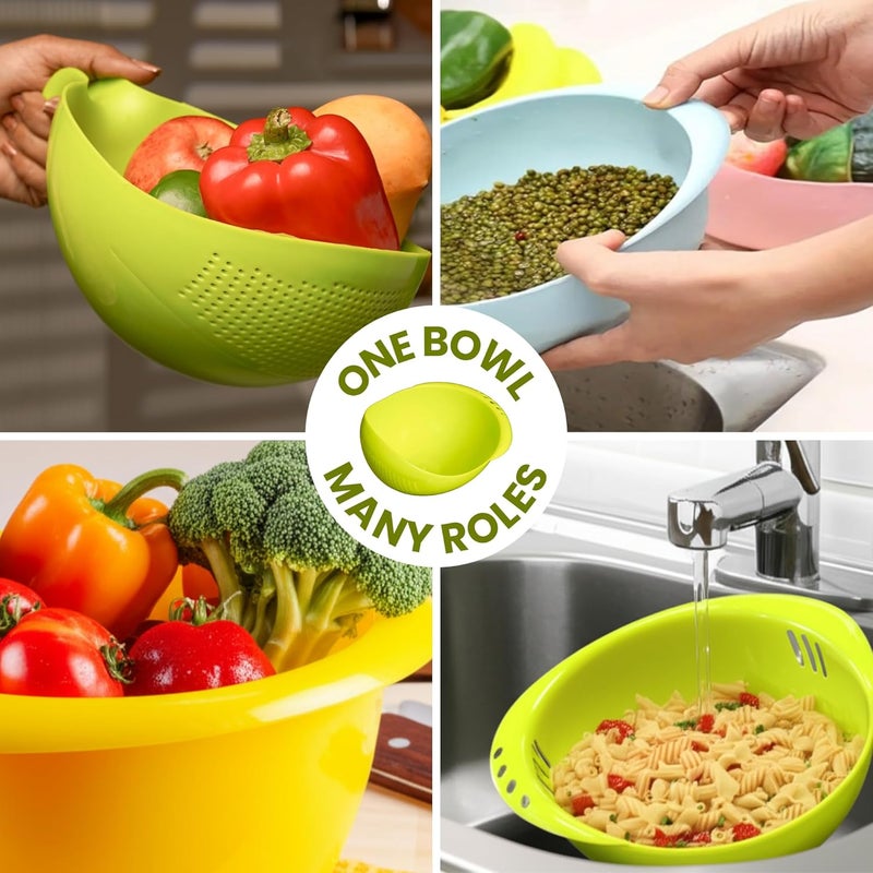 Clazkit مصفاة طعام كلا زكيت، سلة فواكه، مصفاة معكرونة، مصفاة خضروات، منخل مطبخ، وعاء غسيل، غير قابل ل��كسر، (قد يختلف اللون)، بلاستيك - 11.3 × 18 × 24.1 سنتيمتر - Image 4