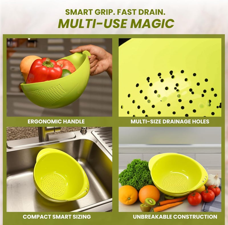 Clazkit مصفاة طعام كلا زكيت، سلة فواكه، مصفاة معكرونة، مصفاة خضروات، منخل مطبخ، وعاء غسيل، غير قابل ل��كسر، (قد يختلف اللون)، بلاستيك - 11.3 × 18 × 24.1 سنتيمتر - Image 3
