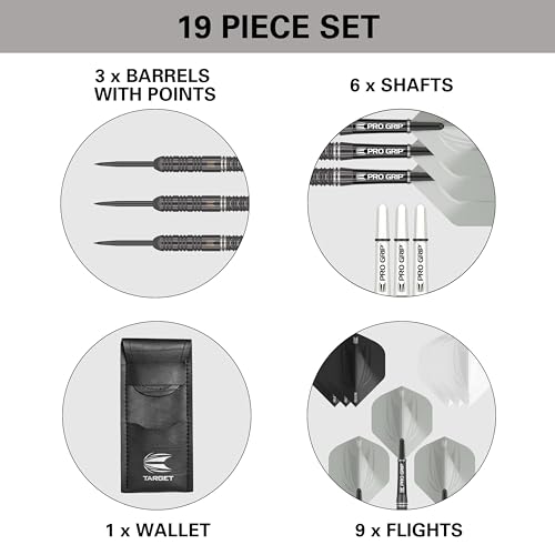 Target Darts طقم سهام دارت من تارغت أريس 24 جرام من التنجستن مع رؤوس فولاذية - 6 أعمدة برو جريب - 9 طائرات برو ألترا - محفظة دارت - حزمة قسيمة تطبيق عداد الدارت - Image 5
