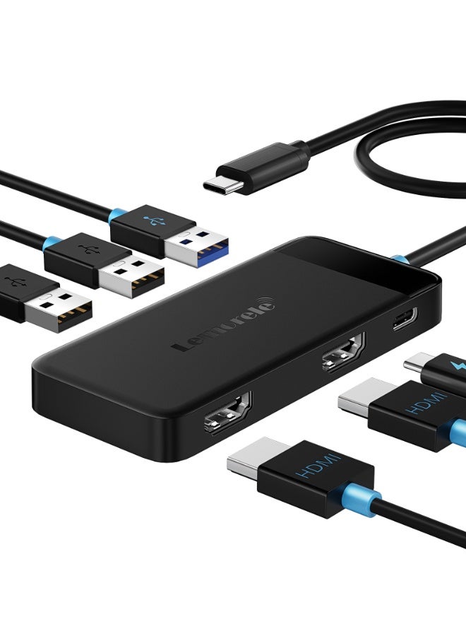 Lemorele TC122 USB-C 6-in-1 Hub with 4K HDMI & Gigabit LAN, USB-C Dock Station - Image 1