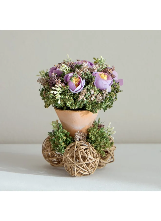 Home Box Caven Ranunculus Arrangement in Brunch Ball Planter 10 x 10 x 15 cm