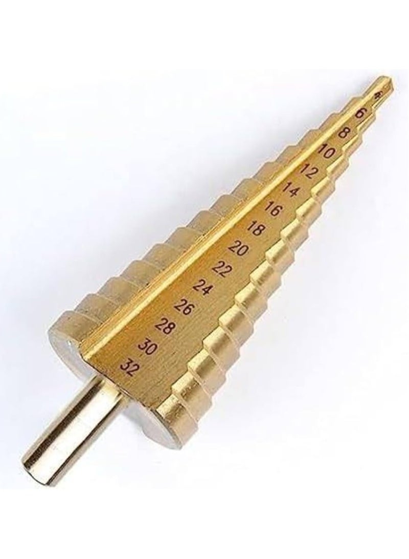 Work Smart Drill Bit Set 3-Piece Titanium Step  – High-Quality Tapered HSS Step Drill Bits (4-32mm) for Metal, Plastic, and Wood Drilling - Image 3