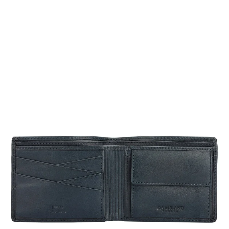 Da Milano Navy Navy Bifold Leather Mens Wallet for Men | Best Price UAE