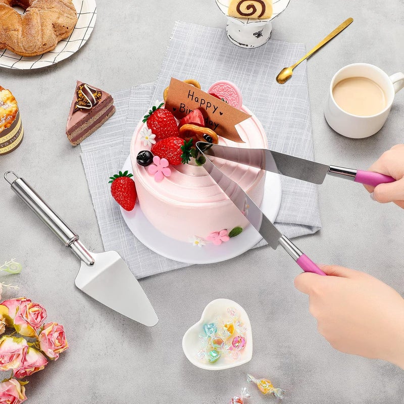 Cunhill 2 Pieces Cake Slicer Cutter Multi Function Stainless Steel Cake Spatula Server Set for Cakes Pie Desserts Pizza(Pink or Purple) - Image 4