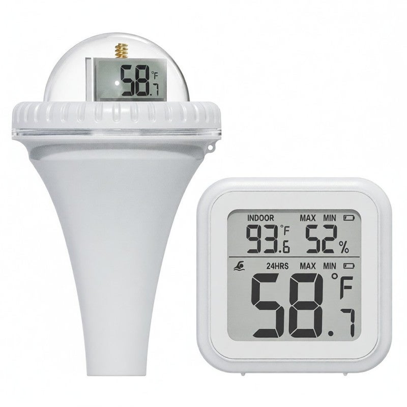 BaLDR Pool Thermometer, Wireless Pool Thermometer Floating Easy Read, Pool Thermometer for Swimming Pool Hot Tubs Pond Test Kits & Thermometers LCD Screen 360 Degree Visibility White Not included - Image 1