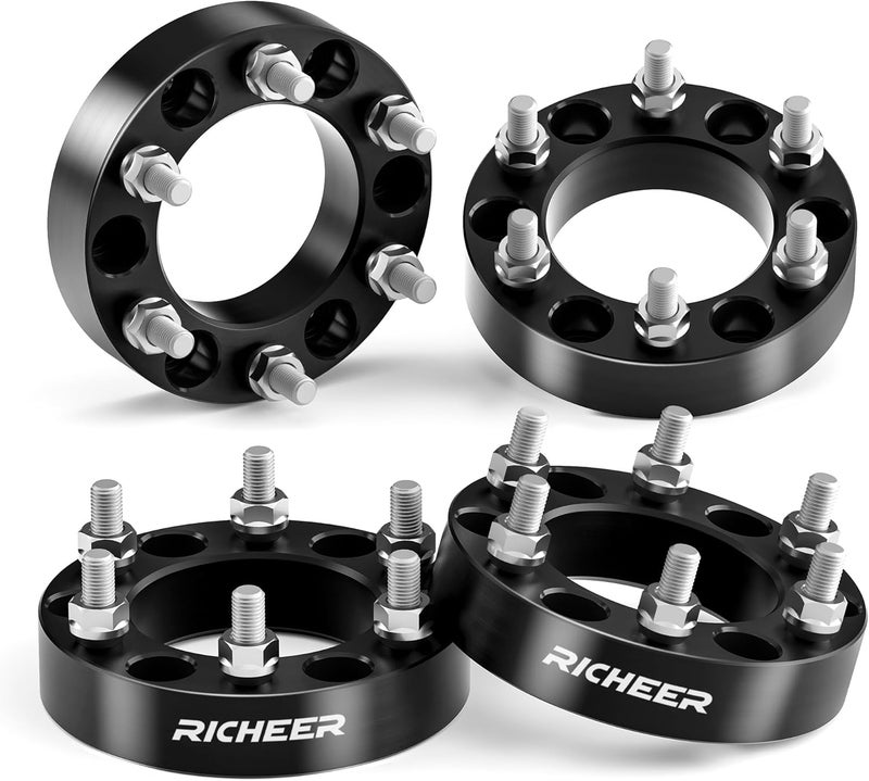 Richeer فواصل عجلات 6x5.5 متوافقة مع سيلفرادو، سوبربان، سييرا، سافانا 1500، إكسبريس، تاهو، يوكون، إسكاليد C2500 K2500، 1.5" مطروقة 6x139.7 مم مع مسامير 14x1.5 وفتحة مركزية 108 مم - Image 1