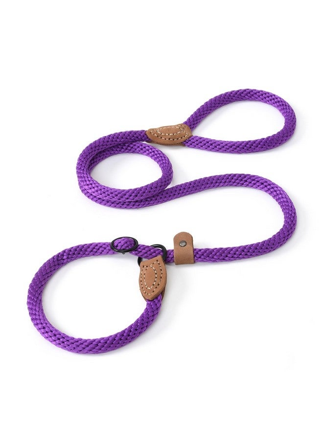 مايل هاي لايف مقود مايل هاي لايف سليب للكلاب | مقود تدريب الكلاب المتين | مقود مانع للسحب بطول 6 أقدام مع طرف جلدي | مقود حبل بنفسجي للكلاب في الخارج - Image 1