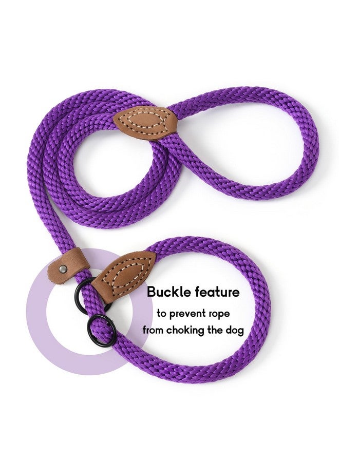 مايل هاي لايف مقود مايل هاي لايف سليب للكلاب | مقود تدريب الكلاب المتين | مقود مانع للسحب بطول 6 أقدام مع طرف جلدي | مقود حبل بنفسجي للكلاب في الخارج - Image 3