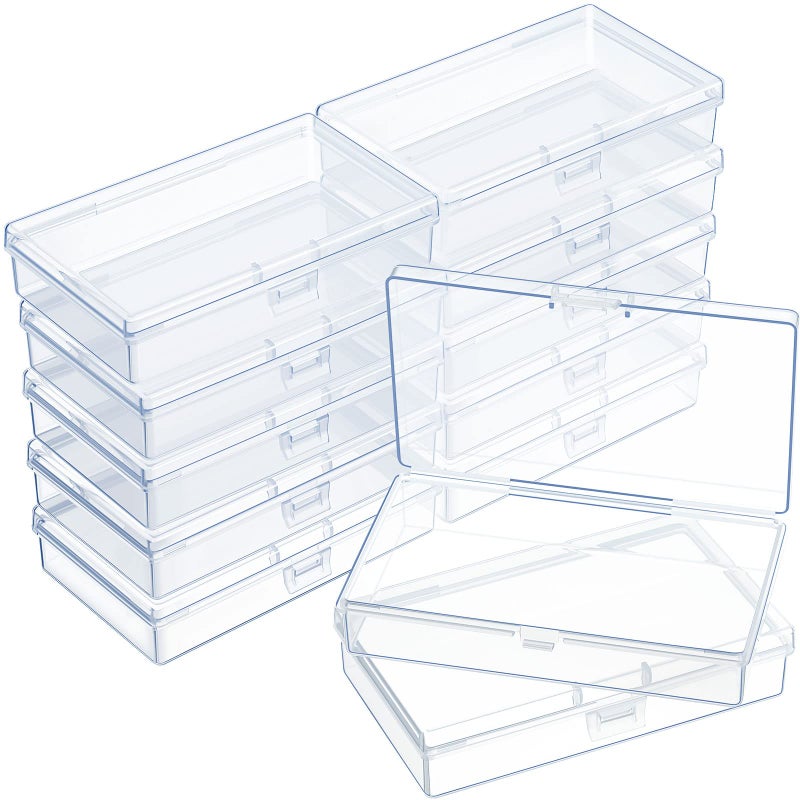 Satinior 12 Pack Clear Plastic Beads Storage Containers Box with Hinged Lid for Beads and More (5.2 x 3.03 x 1.18 Inch) - Image 1