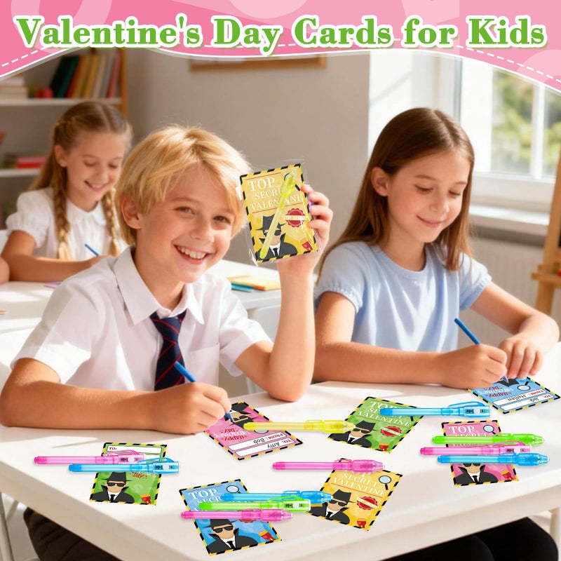 Zirseng 24 Pack Valentines Invisi-Ble Ink Pens  Valentines Day Cards For Kids For Classroom Gifts Exchange Prize  Spy Pen Magic Gifts Valentine'S Party Favors Gift Exchange Rewards - Image 4