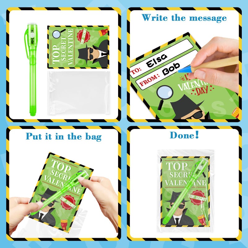 Zirseng 24 Pack Valentines Invisi-Ble Ink Pens  Valentines Day Cards For Kids For Classroom Gifts Exchange Prize  Spy Pen Magic Gifts Valentine'S Party Favors Gift Exchange Rewards - Image 5
