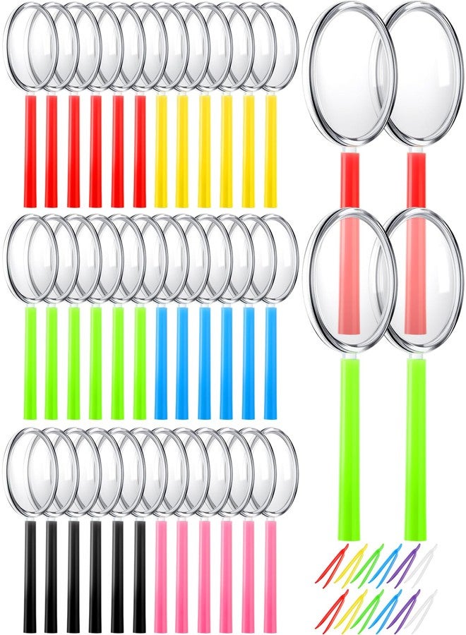 Kingdder 200 Pcs Operation Christmas Bulk 100 Plastic Mini Hand Lens 100 Fine Craft Tweezers Gifts Bags Stuffers Supplies for Operation Christmas Science Halloween Party Class DIY Jewelry - Image 1