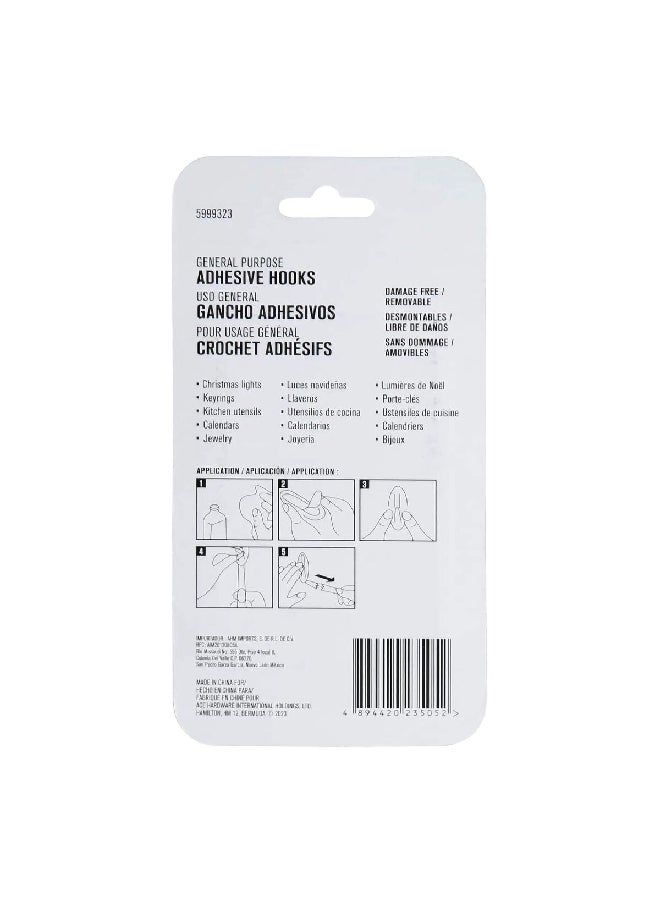 ACE 2-Piece General Purpose Damage Free Adhesive Hook with Strips Clear 3 x 8 cm 5999323 - Image 2