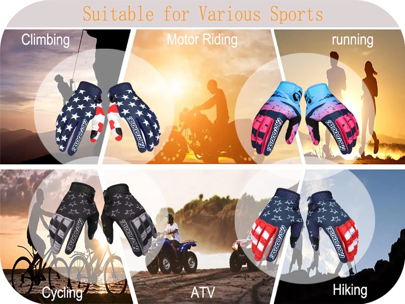 FASTGOOSE Motorcycle Gloves - Breathable Lightweight Off-Road Gloves for Men & Women, ATV BMX MTB Racing (Blue/Red, Large) - Image 5